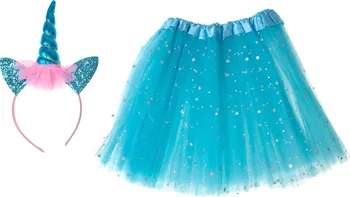 Karnevalový kostým KiK KX7209 dětský kostým jednorožec modrá sukně s čelenkou 3-6 let