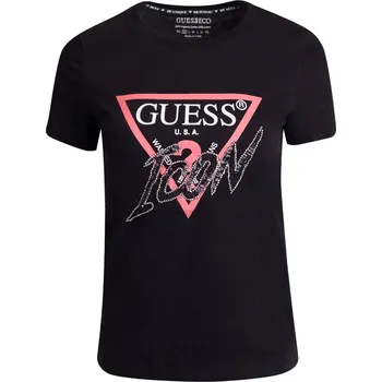 Dámské tričko GUESS DÁMSKÉ TRIČKO T-SHIRT SS CN ICON TEE BLACK W3GI46I3Z14 JBLK Velikost: S