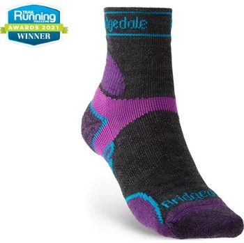 Dámské ponožky Dámské běžecké ponožky Bridgedale Trail Run Lightweight T2 Merino Sport 3/4 Crew Womens charcoal/purple - L (7-8,5) / EU 41-43 / 25-27 cm