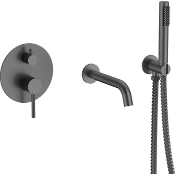 Vodovodní baterie Besco Veo podomítková vanová baterie se sprchou, grafit