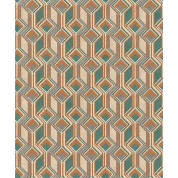 Tapeta Vliesová tapeta béžová, oranžová, tyrkysová - geometrická, retro 746525 / Tapety na zeď Indian style (0,53 x 10,05 m) Rasch