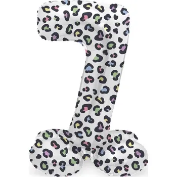 Folat Balónek fóliový číslo 7 samostojné Duhový panter 41 cm