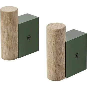 Věšák Věšák Muuto Attach Coat Hook set 2 ks dub / tmavě zelená