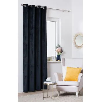 Závěs Dekorační závěs s kroužky VELVET 140x260 cm, černá (cena za 1 kus) MyBestHome