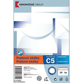 Obálka Obálka C5 poštovní samolepící 10 kusů Krkonošské obálky