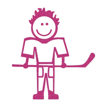 samolepka Cartoon family kluk 002 pravá hokejista (90 - Ultra Metalic růžová) SAMOLEPKA NA AUTO, NÁLEPKA, FÓLIE, POLEP, TUNING, VLASTNÍ TEXT, TISK, AUTOSAMOLEPKY.cz, POLEPY, OBRÁZEK, LOGO, 3D STICKERS