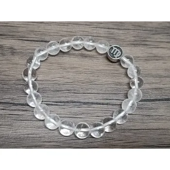 Náramek Abatoni dámský / pánský náramek Křišťál EXTRA 8mm se znamením zvěrokruhu Panna (lat. Virgo)