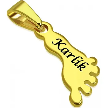 Přívěsek Gravon Přívěsek nožička chirurgická ocel zlatá PPP159 + možnost rytí