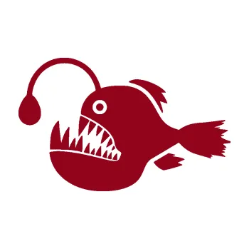 Polep vozidla SAMOLEPKA Ryba 022 levá mořský ďas s lampičkou (07 - bordó vínová) NA AUTO, NÁLEPKA, FÓLIE, POLEP, TUNING, VLASTNÍ TEXT, TISK, AUTOSAMOLEPKY.cz, POLEPY, OBRÁZEK, LOGO, SAMOLEPKY