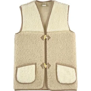 Dámská vesta Vesta Merino na kolíky béžově bílá 4XL