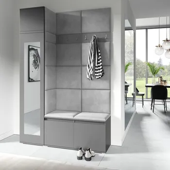 Předsíňová stěna Předsíňová stěna Emi 22 - grafit Barva panelů: Šedá - Trinity 14