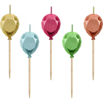 Dortová svíčka Paper Design Svíčky dortové 5ks Balónky, metalické, na párátku