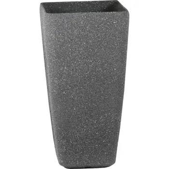 Květináč Venkovní plastový květináč antracit váza 22x42x22 (Venkovní plastový květináč s imitací kamene)