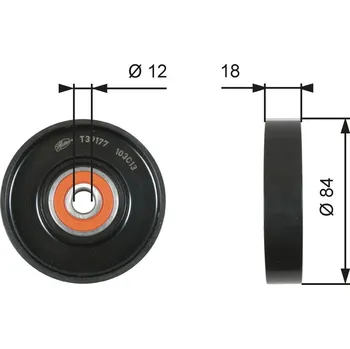 Napínací kladka, žebrovaný klínový řemen GATES T39177