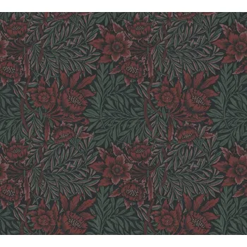 Tapeta A.S. Création | Vliesová tapeta na zeď ART OF EDEN 39058-1 | 0,53 x 10,05 m | zelená, černá, vínová + Zelená, černá, vínová, vliesová tapeta na stěnu 390581 v rozměru 0,53 x 10,05 m