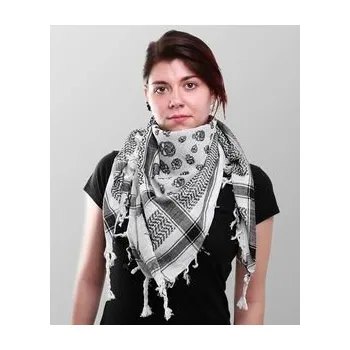 Šátek Arafat Palestina bílý s lebkami