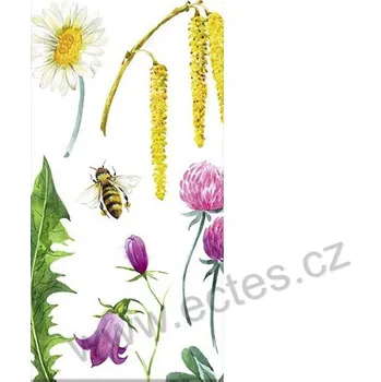 Papírový ubrousek IHR BEE GRATEFUL papírový dekorační kapesníček na découpage včely a luční květiny
