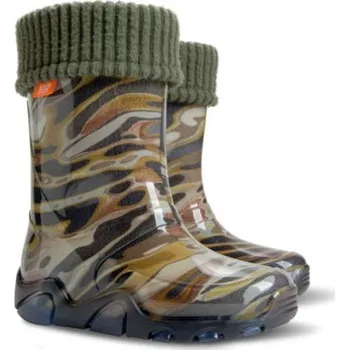 Chlapecká obuv Dětské holínky Demar - STORMER PRINT LUX N 0032 - mozaika, khaki Barva: Khaki, Velikost: 30-31