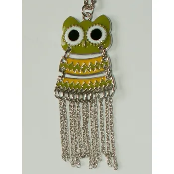 Náhrdelník Náhrdelník kovový sova zelená s řetízky