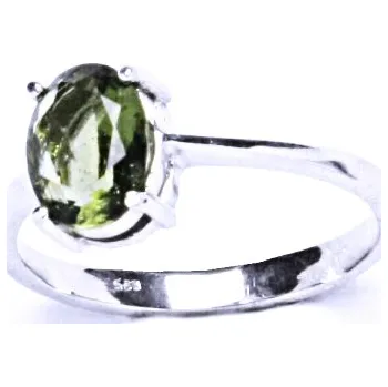 Prsten Stříbrný prsten, přírodní vltavín, prstýnek ze stříbra, T 1245