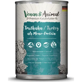 Krmivo pro kočku Venandi Animal – krocan jako jediný zdroj bílkovin 24× 400 g