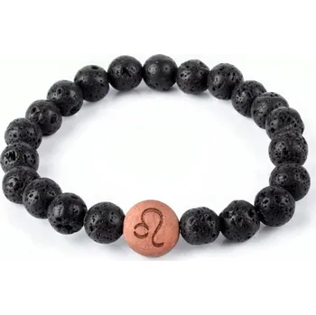 Náramek Abatoni dámský / pánský náramek Lávový kámen 8mm se znamením zvěrokruhu Lev (lat. Leo)