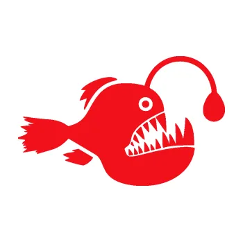 Polep vozidla SAMOLEPKA Ryba 022 pravá mořský ďas s lampičkou (10 - červená) NA AUTO, NÁLEPKA, FÓLIE, POLEP, TUNING, VLASTNÍ TEXT, TISK, AUTOSAMOLEPKY.cz, POLEPY, OBRÁZEK, LOGO, SAMOLEPKY