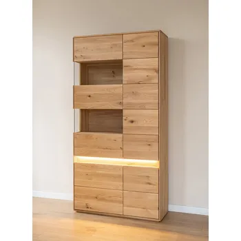 Knihovna Vitrína 2D levá, sklo, Divisione, dub, rozměr 207x103x43,5cm