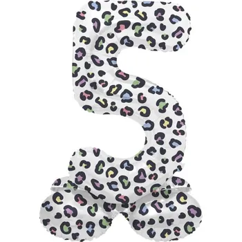 Folat Balónek fóliový číslo 5 samostojné Duhový panter 72 cm