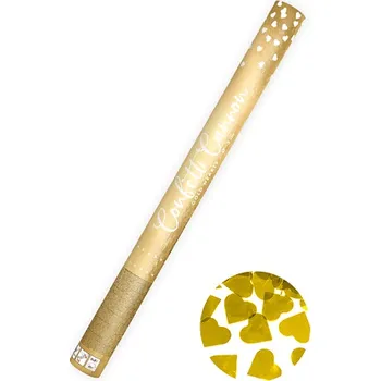 Konfeta PartyDeco Kanon na konfety se srdíčky zlatý 60cm