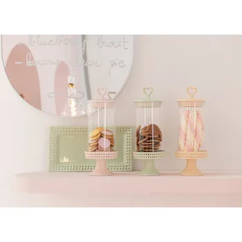 Dóza na potraviny Růžová keramická dóza na noze s víkem Hella Pastel Pink M - Ø 11*31cm