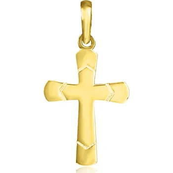 Přívěsek GEMMAX Original – garance kvality Zlatý přívěsek křížek – zlatý šperk ryzosti 585/1000 v Dárkovém balení s Certifikátem GUPYN-29681