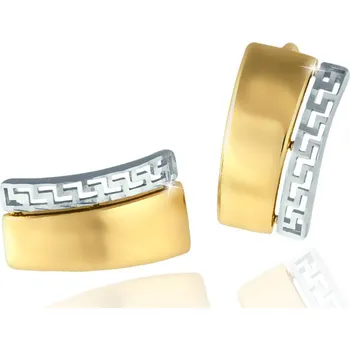 Náušnice GEMMAX GLECN2260 Zlaté prořezávané náušnice s řeckým motivem - žluto-bílé zlato – zlatý šperk ryzosti 585/1000 v Dárkovém balení s Certifikátem GLECN-22601