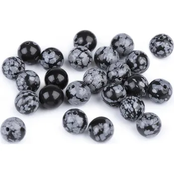 Minerálové korálky (5ks) Ø8mm - obsidián vločkový