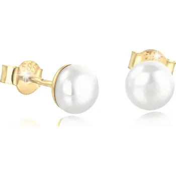 Náušnice GEMMAX Zlaté náušnice s bílou perlou Ø 6,5 mm – zlatý šperk ryzosti 585/1000 v Dárkovém balení s Certifikátem GLEYP-18521