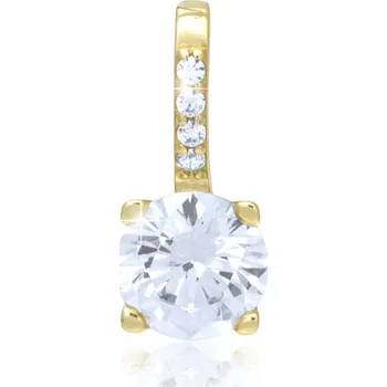 Přívěsek GEMMAX Zlatý luxusní přívěsek s čirými zirkony – zlatý šperk ryzosti 585/1000 v Dárkovém balení s Certifikátem GLPYB-17241