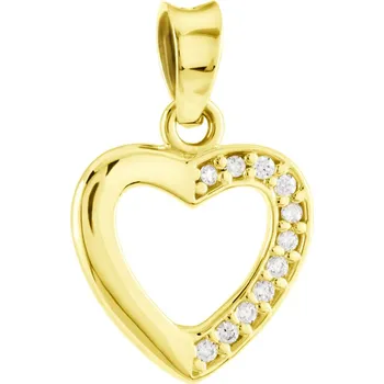 Přívěsek GEMMAX Zlaté srdíčko se zirkony – zlatý šperk ryzosti 585/1000 v Dárkovém balení s Certifikátem GLPYB-37381