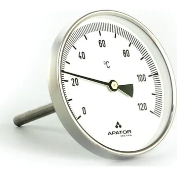 Celonerezový teploměr d100mm se ZADNÍM vývodem 100mm, 0-450°C, bimetalový TR1001000450