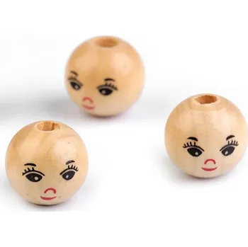 Dětské navlékací korálky Dřevěné korálky s obličejem Ø14 mm (5 kusů)