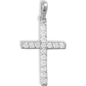 Přívěsek GEMMAX Zlatý kříž Brighid white – zlatý šperk ryzosti 585/1000 v Dárkovém balení s Certifikátem GBPWB-11621