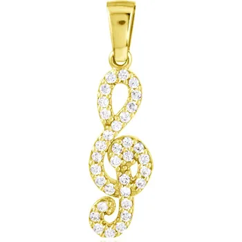 Přívěsek GEMMAX Zlatý přívěsek Houslový klíč se zirkony – zlatý šperk ryzosti 585/1000 v Dárkovém balení s Certifikátem GLPYB-29821