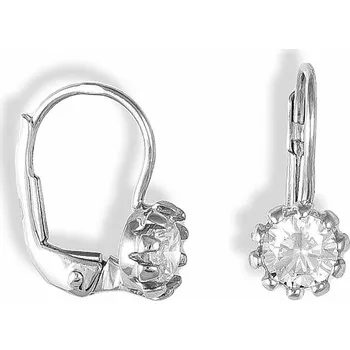 Náušnice GEMMAX Zlaté bílé náušnice s třpytivým bílým zirkonem – zlatý šperk ryzosti 585/1000 v Dárkovém balení s Certifikátem GLEWB-05031