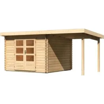 Zahradní stavba dřevěný domek KARIBU BASTRUP 5 + přístavek 200 cm (73990) natur