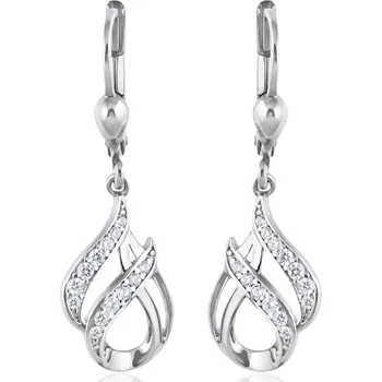 Náušnice GEMMAX Elegantní visací náušnice z bílého zlata se zirkony – zlatý šperk ryzosti 585/1000 v Dárkovém balení s Certifikátem GLEWB-29491