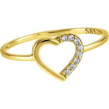 Prsten GEMMAX Zlatý prsten Srdce s bílými zirkony vel. 55 – zlatý šperk ryzosti 585/1000 v Dárkovém balení s Certifikátem GLRYB-55-31921