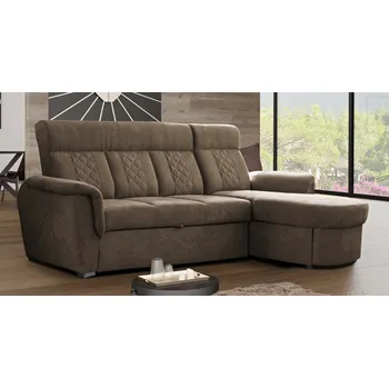 Sedací souprava ALFASHOP CALGARY I sedačka vysoká hnědá ROH: PRAVÝ