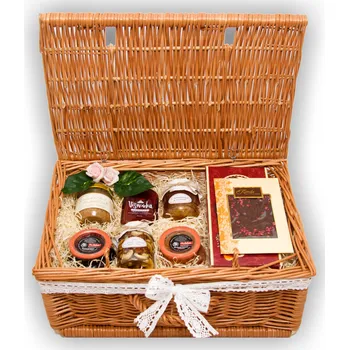 Dárkový potravinový koš Český koš Sladká proutěná truhlička