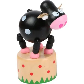 Dřevěná hračka Mačkací figurka Zvířátka z farmy 1 ks Kravička