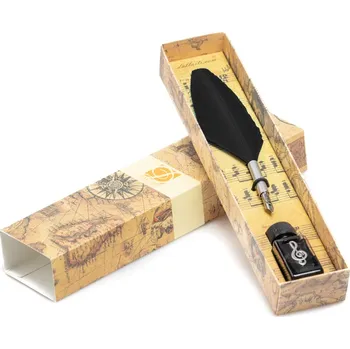 Kaligrafická sada s houslovým klíčem malá - brk a inkoust Barva: Černá