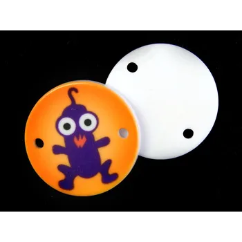 Knoflík GU455, Plastový knoflík, nášivka, příšerka, fialová, 36 " / 1 kus